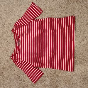 NEW - 3 Dots Red and White Stripe Knit Top